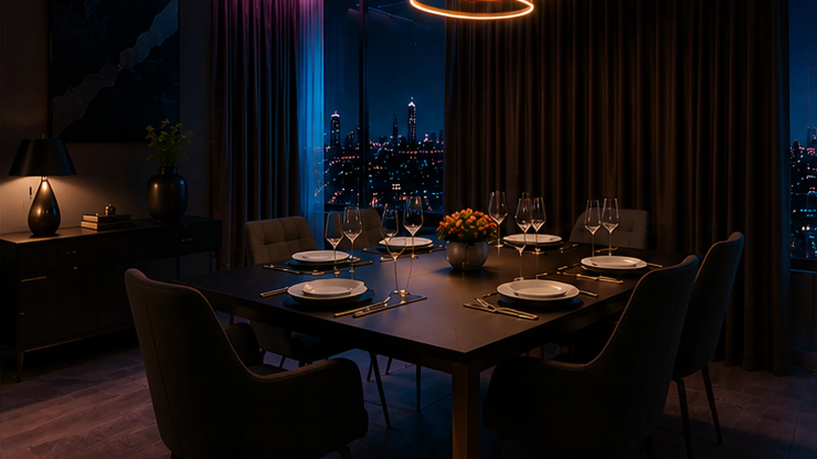 Zasłony Warszawa w eleganckiej jadalni premium